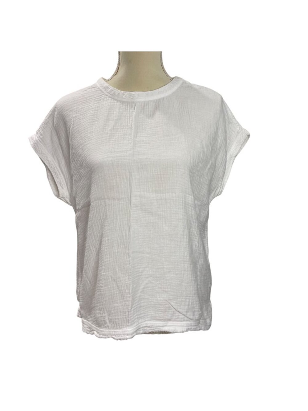 Faherty Organic Slub Cotton Top Women's Size Small Semi See Through Short Sleeve